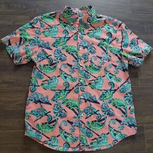 Old Navy Chameleon Button Up Hawaiian Dress Shirt - Size Large - Unique